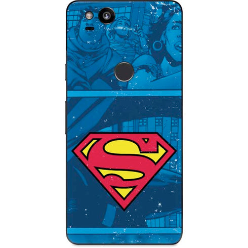 DC Comics Superman Logo Background Pattern Google Pixel 2 Skin